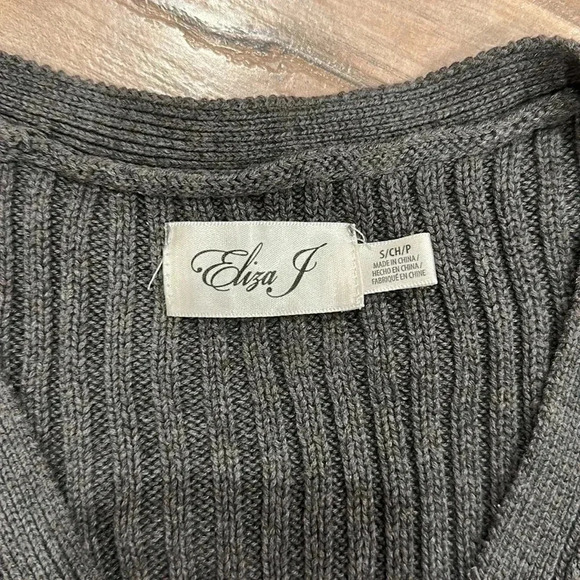 Eliza J Fit and Flare Cable Knit Ribbed Sweater Dress Gray Sz S - Picture 8 of 12
